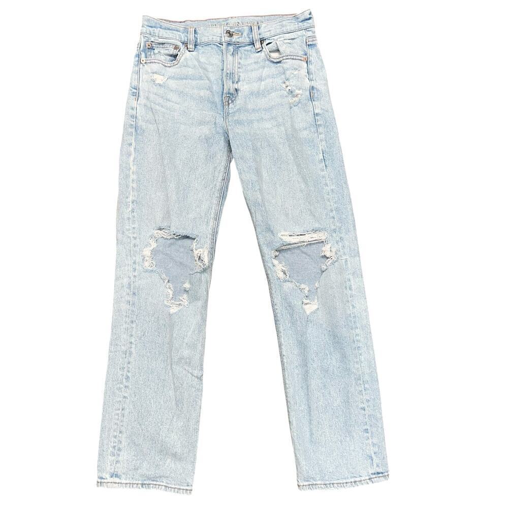 AMERICAN EAGLE Super High-Rise Ankle Straight Light Wash Jeans Size 4